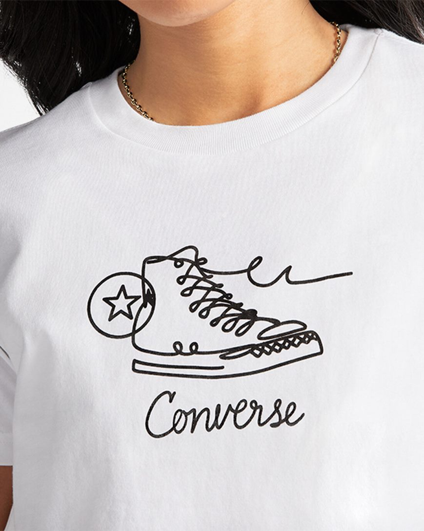 Women's Converse Sneaker Graphic Slim-Fit T-Shirts White | AU C3E41J